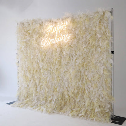 Cream White Misty Smog Pampas Flower Wall For Wedding Arrangement Event Decor-ubackdrop