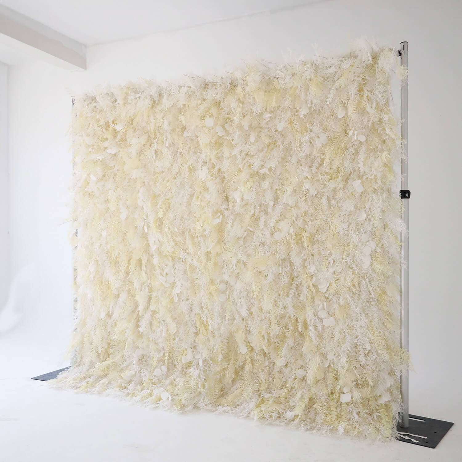 Cream White Misty Smog Pampas Flower Wall For Wedding Arrangement Event Decor-ubackdrop