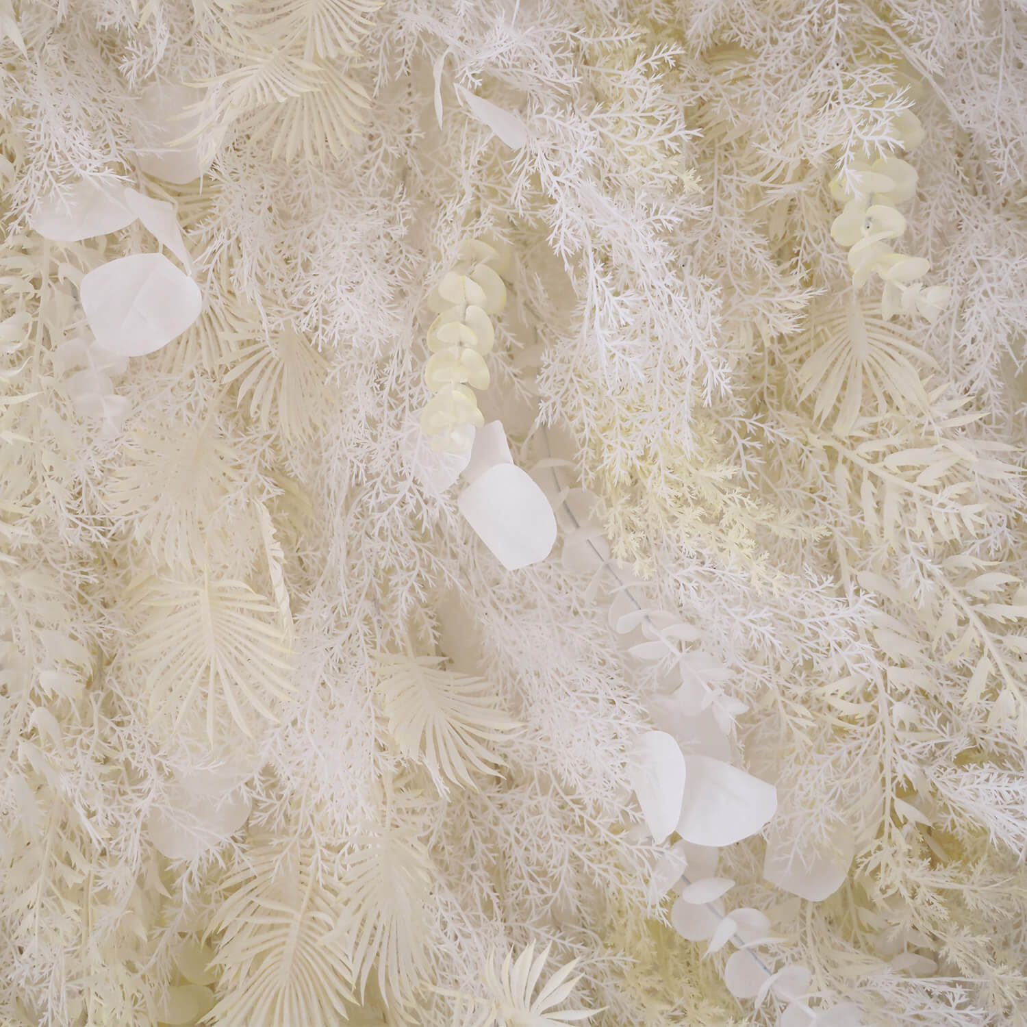 Cream White Misty Smog Pampas Flower Wall For Wedding Arrangement Event Decor-ubackdrop