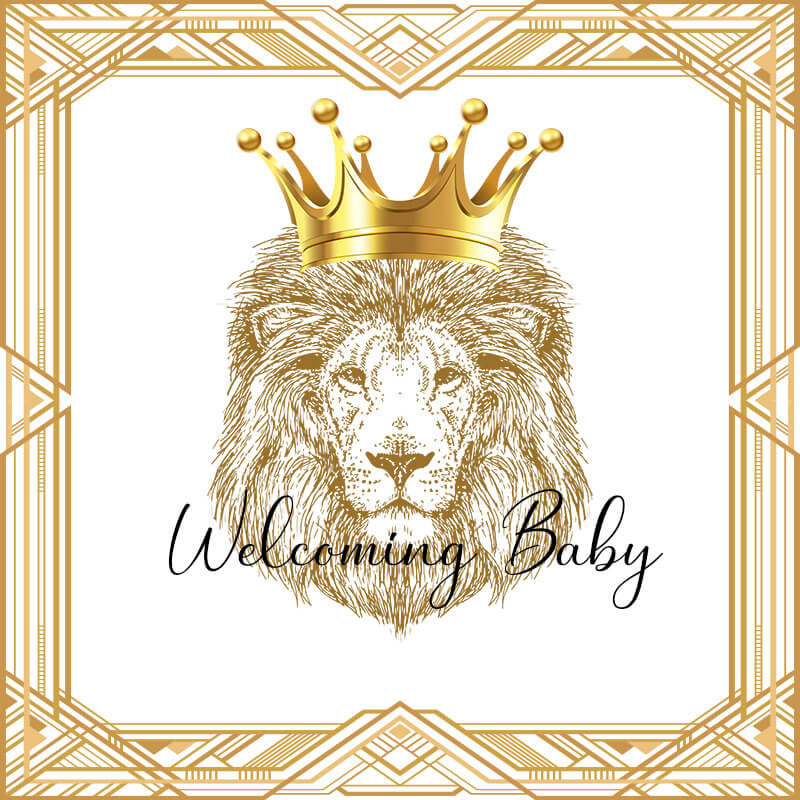 Crown Lion Theme Baby Shower Backdrop-ubackdrop