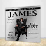 Custom 30th Backdrop with Photo Magazine Cover Men 60th 50th 40th Birthday Banner