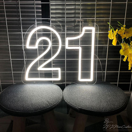 Digital LED Neon Light Up Letter 21 Birthday Decoration Lights Party-ubackdrop