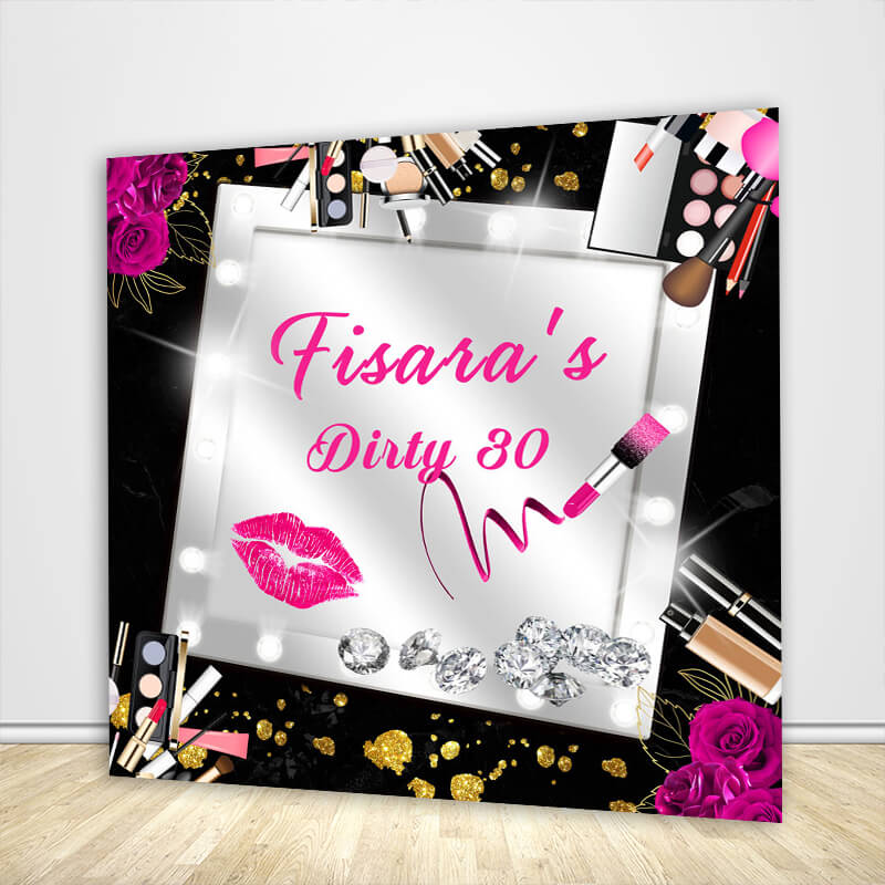 Womens Dirty Thirty Black Pink 30th Birthday Backdrop-ubackdrop