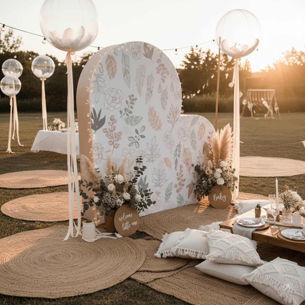 3D 8x8ft Double Layer Side Laying Heart for Party Decor Backdrop Stand-ubackdrop