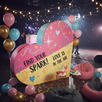 3D 8x8ft Double Layer Side Laying Heart for Party Decor Backdrop Stand-ubackdrop