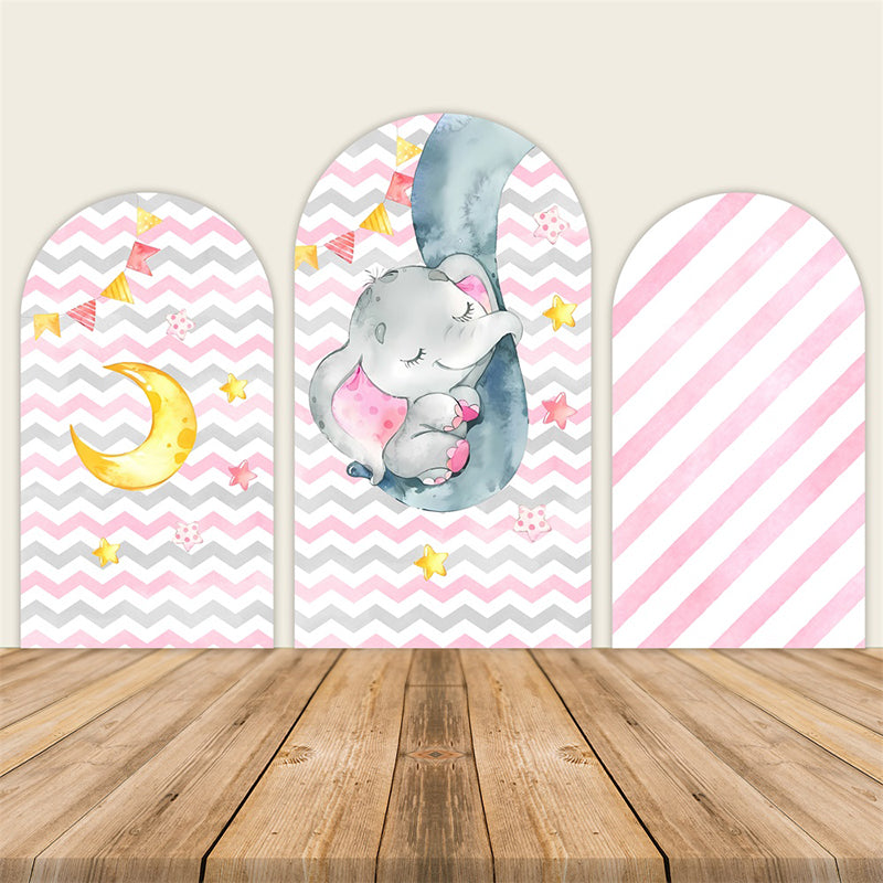 Elephant Arch Backdrop Cover Pink Baby Shower 1st Birthday Party Backdrop-ubackdrop