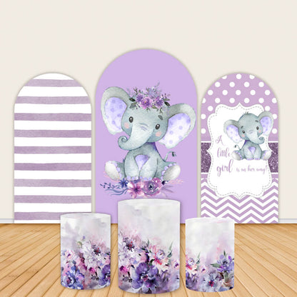 Elephant Baby Shower Party Decorations Purple Girl Backdrop-ubackdrop
