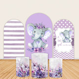 Elephant Baby Shower Party Decorations Purple Girl Backdrop