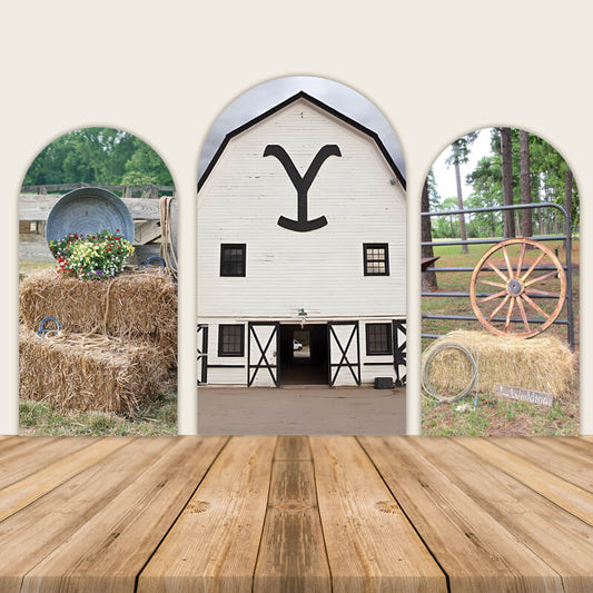 Farm Barn Door Arch Backdrop Birthday Party Decoration-ubackdrop