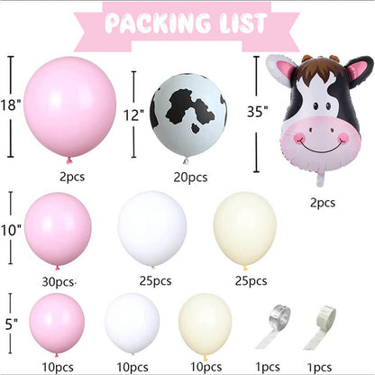 Farm Theme Cow Wreath Pink Printed Balloons Kit Birthday Party-ubackdrop