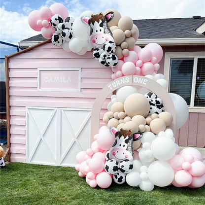 Farm Theme Cow Wreath Pink Printed Balloons Kit Birthday Party-ubackdrop
