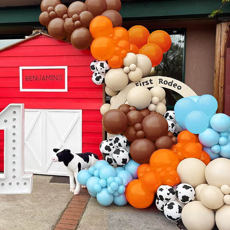 Farm Theme Macaroon Blue Orange Balloon Kit Kids Birthday Party-ubackdrop