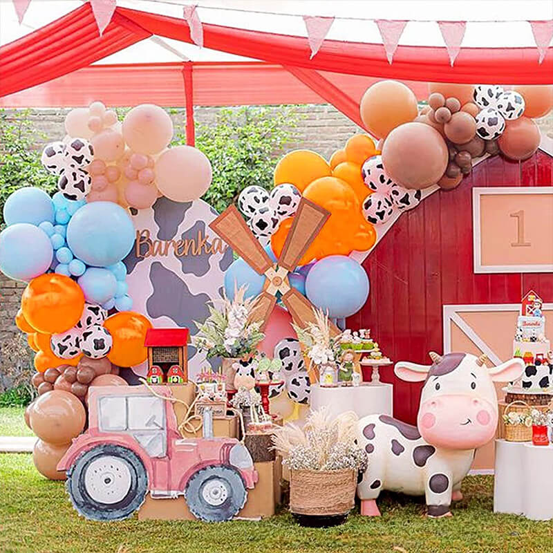 Farm Theme Macaroon Blue Orange Balloon Kit Kids Birthday Party-ubackdrop