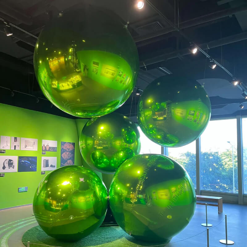 Lime Green Inflatable Mirror Ball Reusable Big Bubble Balloon-ubackdrop