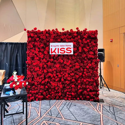 Full Red Roses Fabric Flower Wall For Wedding Arrangement Romantic Atmosphere-ubackdrop