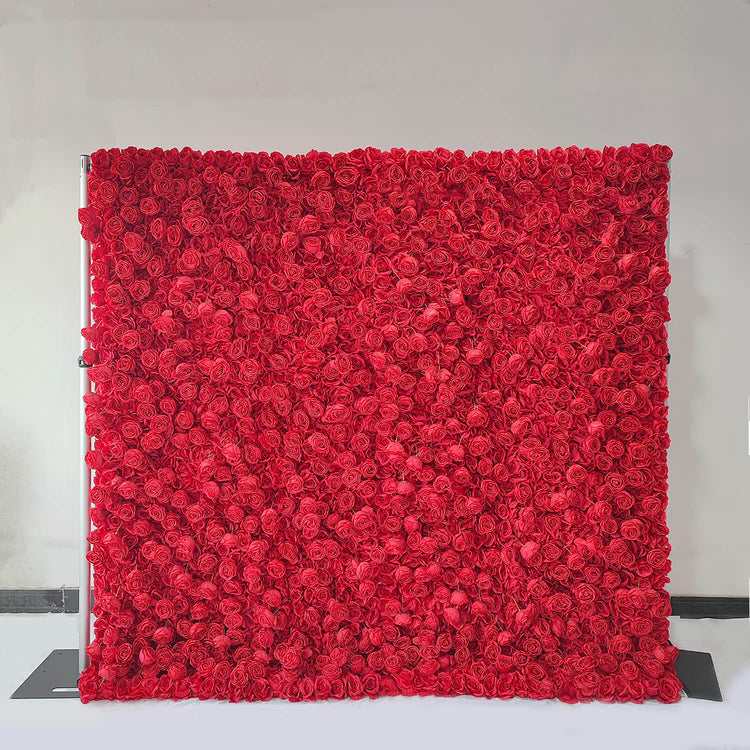 Full Red Roses Fabric Flower Wall For Wedding Arrangement Romantic Atm
