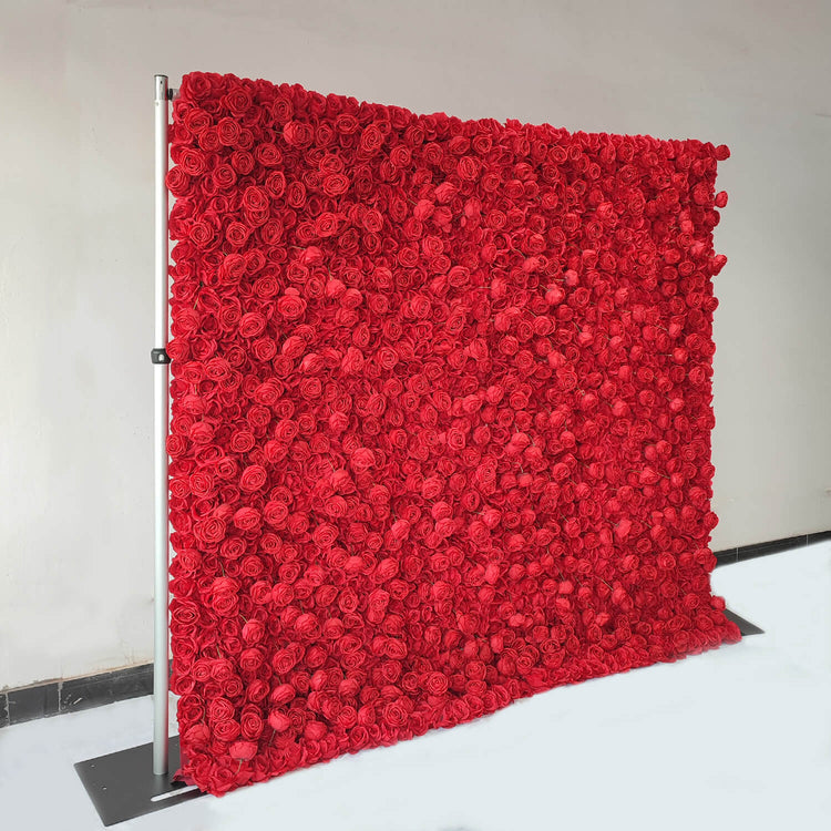 Full Red Roses Fabric Flower Wall For Wedding Arrangement Romantic Atm