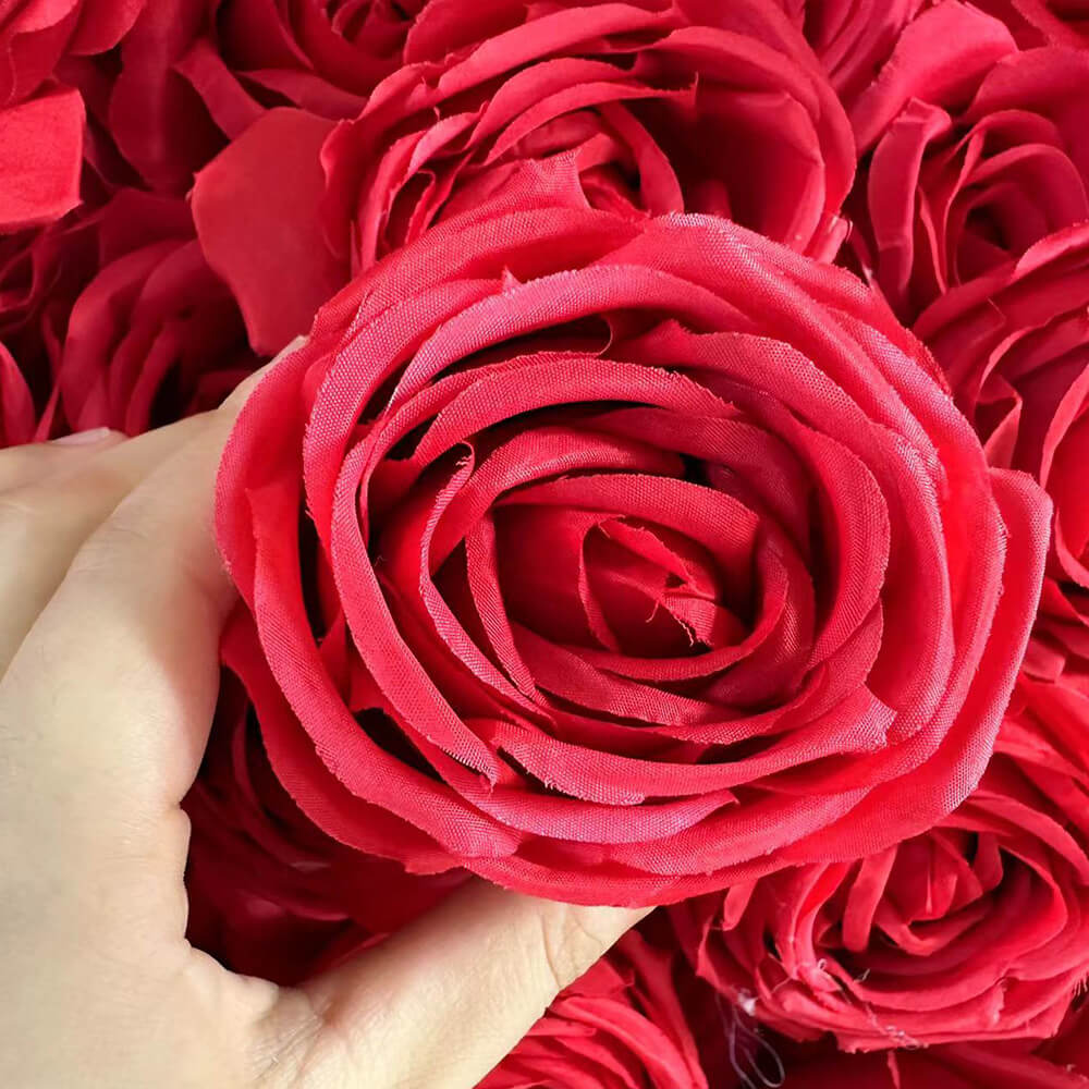 Full Red Roses Fabric Flower Wall For Wedding Arrangement Romantic Atmosphere-ubackdrop