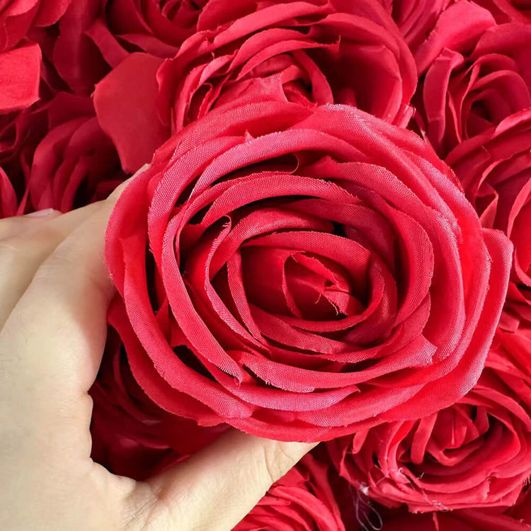 Full Red Roses Fabric Flower Wall For Wedding Arrangement Romantic Atm