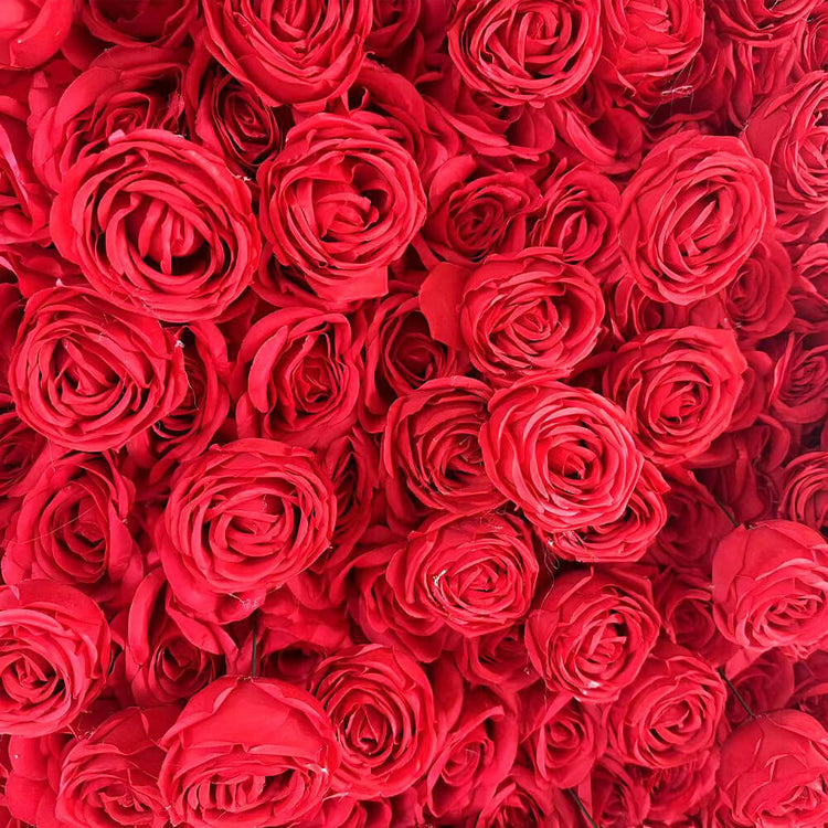 Full Red Roses Fabric Flower Wall For Wedding Arrangement Romantic Atm