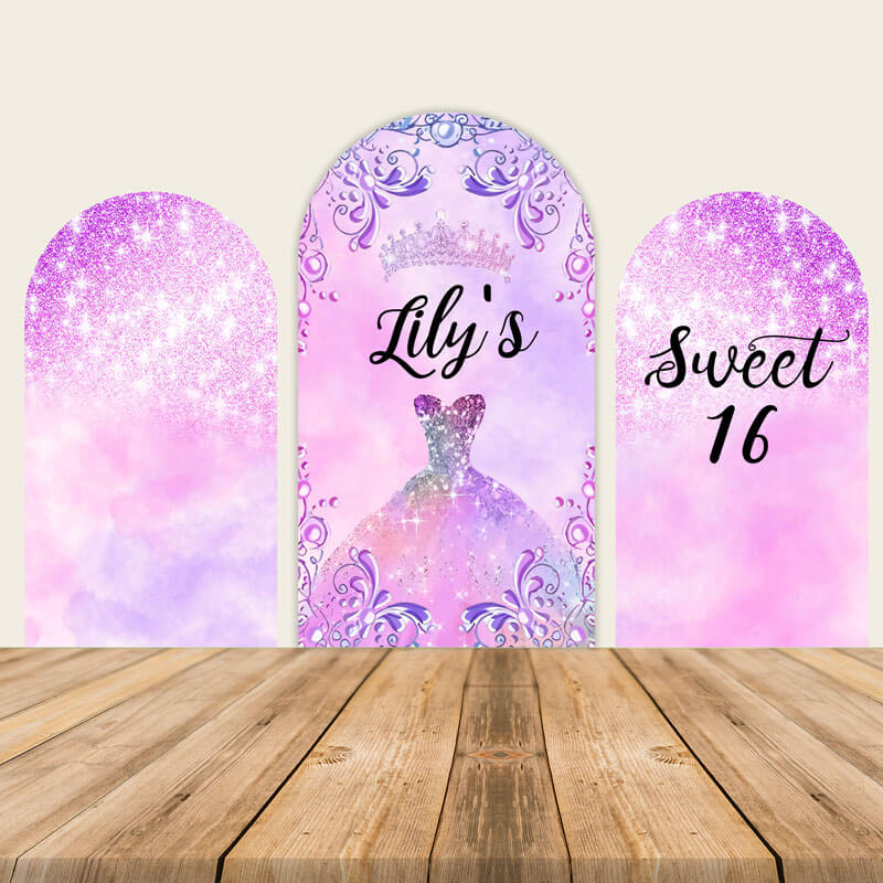 Glitter Purple Sweet 16 Party Decoration Backdrop-ubackdrop