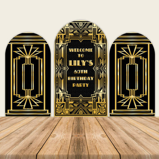 Gold Gatsby Themed 60th Birthday Party Backdrop-ubackdrop