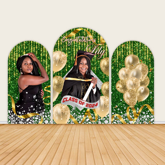Gold Green Diamond Glitter Graduation Party Chiara Wall Covers-ubackdrop