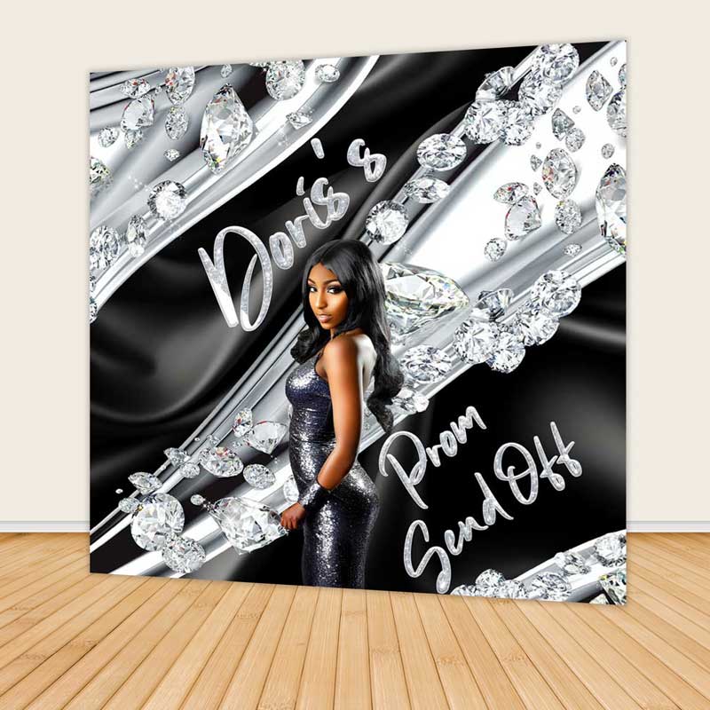 2025 Graduation Party Decorations | Graduation Prom Party | Black and Silver Backdrop-ubackdrop