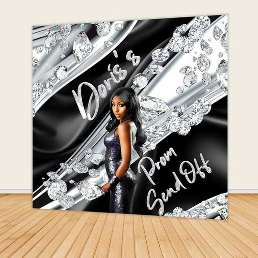 2025 Graduation Party Decorations | Graduation Prom Party | Black and Silver Backdrop-ubackdrop