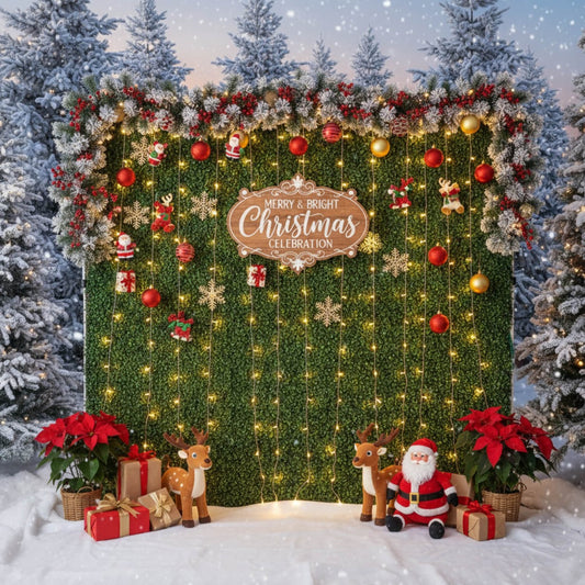 8x8ft Green Artificial Hedge Flower Wall Backdrop for Wedding, Baby Shower, Jungle Wild Theme Party-ubackdrop