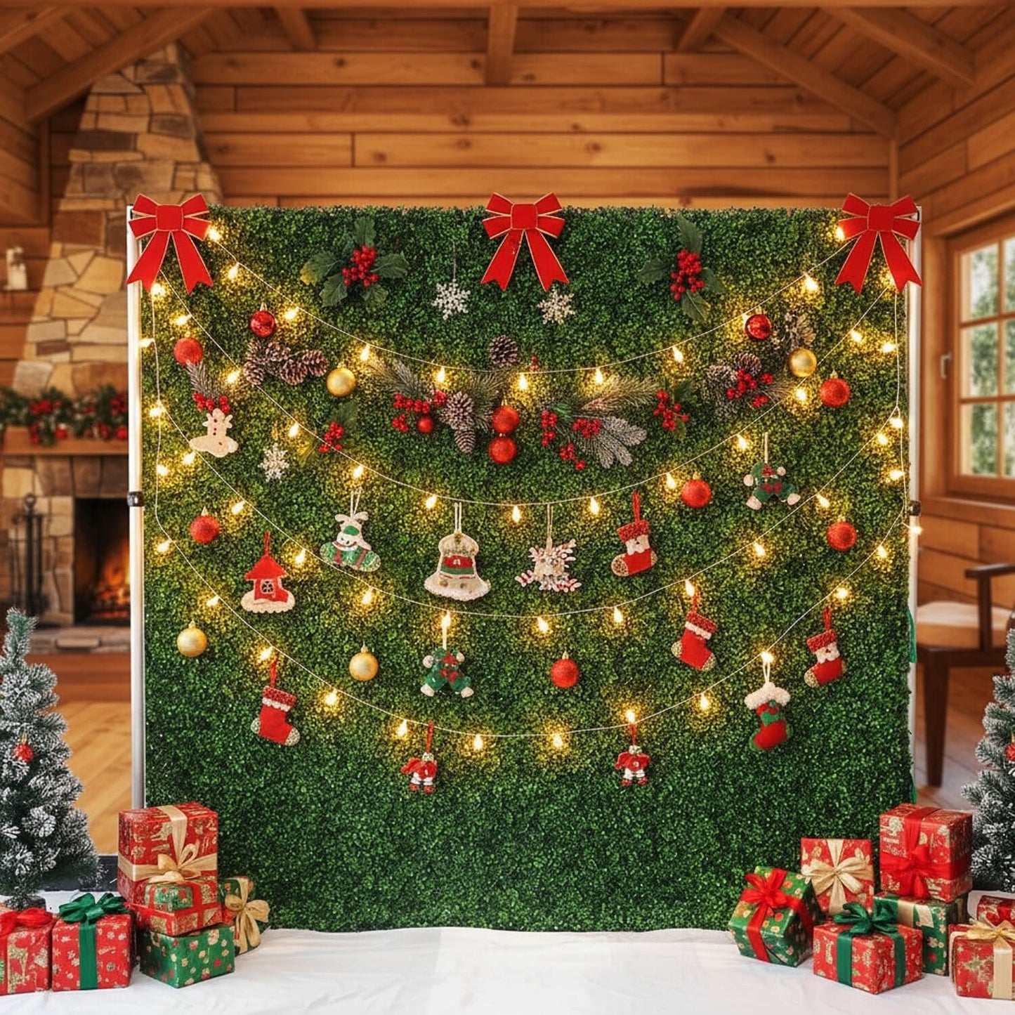 8x8ft Green Artificial Hedge Flower Wall Backdrop for Wedding, Baby Shower, Jungle Wild Theme Party-ubackdrop