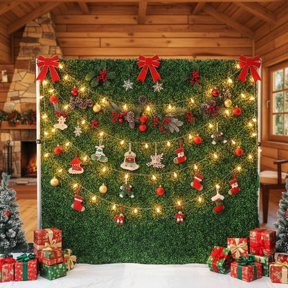 8x8ft Green Artificial Hedge Flower Wall Backdrop for Wedding, Baby Shower, Jungle Wild Theme Party-ubackdrop