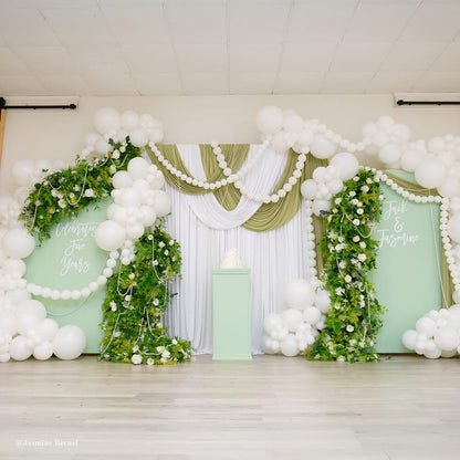 Green White Roses Fabric Artificial Flower Wall Arch Wedding Party Decoration-ubackdrop
