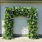 Green White Roses Fabric Artificial Flower Wall Arch Wedding Party Decoration