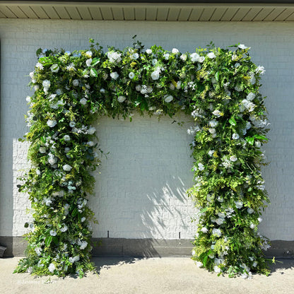 Green White Roses Fabric Artificial Flower Wall Arch Wedding Party Decoration-ubackdrop