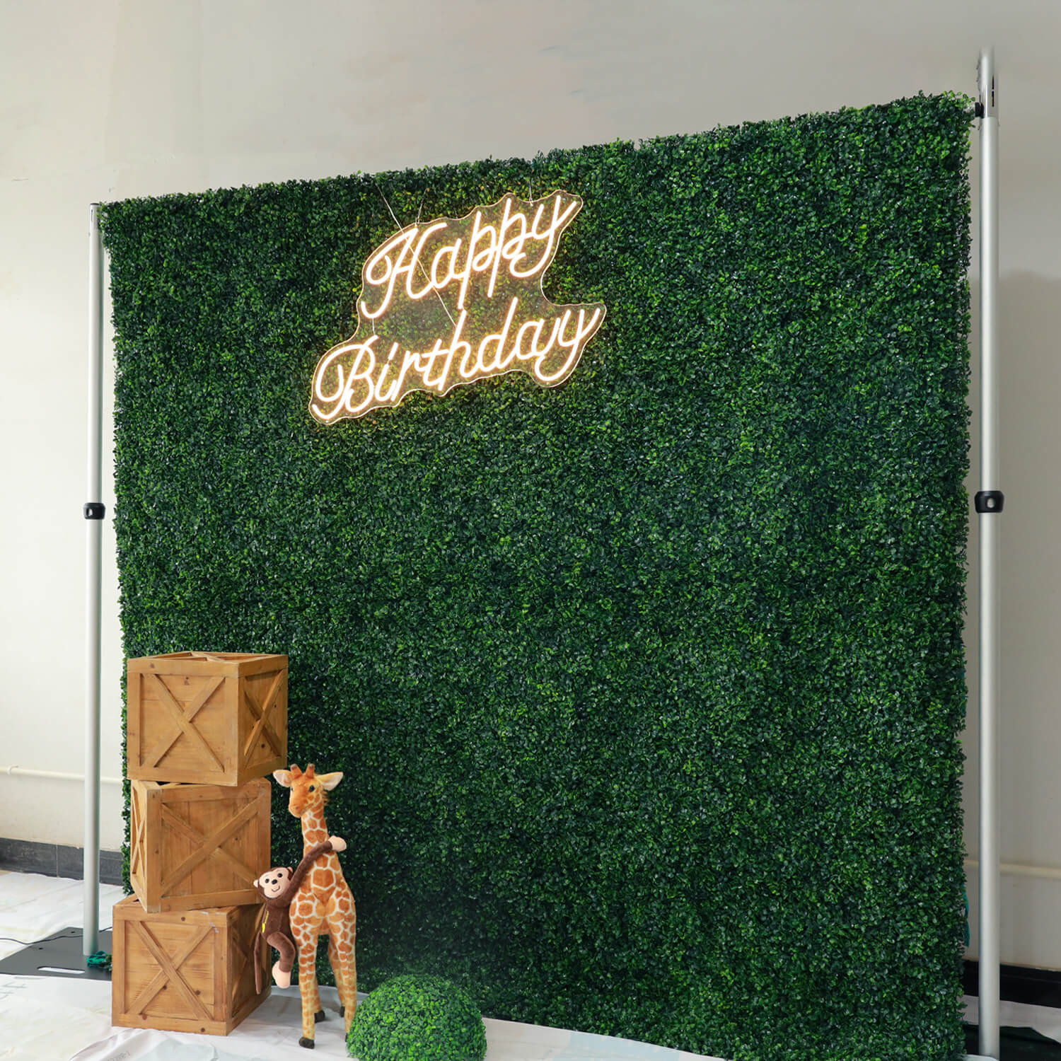 Green Artificial Hedge Flower Wall Backdrop for Wedding, Baby Shower, Jungle Wild Theme Party-ubackdrop