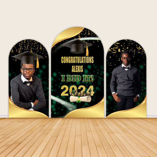 Green Black Graduation Party Decorations 2024 Chiara Wall Covers-ubackdrop