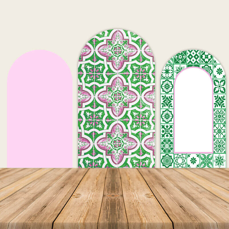 Green Carved Arched Party Backdrop-ubackdrop