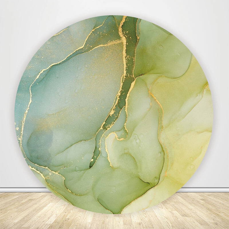 Green Luxury Marbling Round Backdrop Cover-ubackdrop