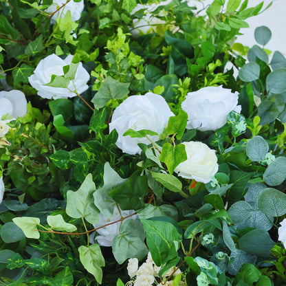 Green White Fabric Artificial Flower Wall Arch Wedding Party Decoration-ubackdrop