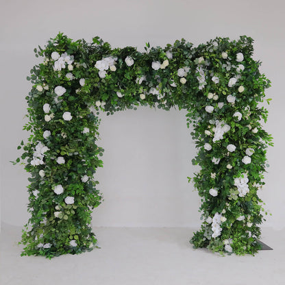 Green White Fabric Artificial Flower Wall Arch Wedding Party Decoration-ubackdrop
