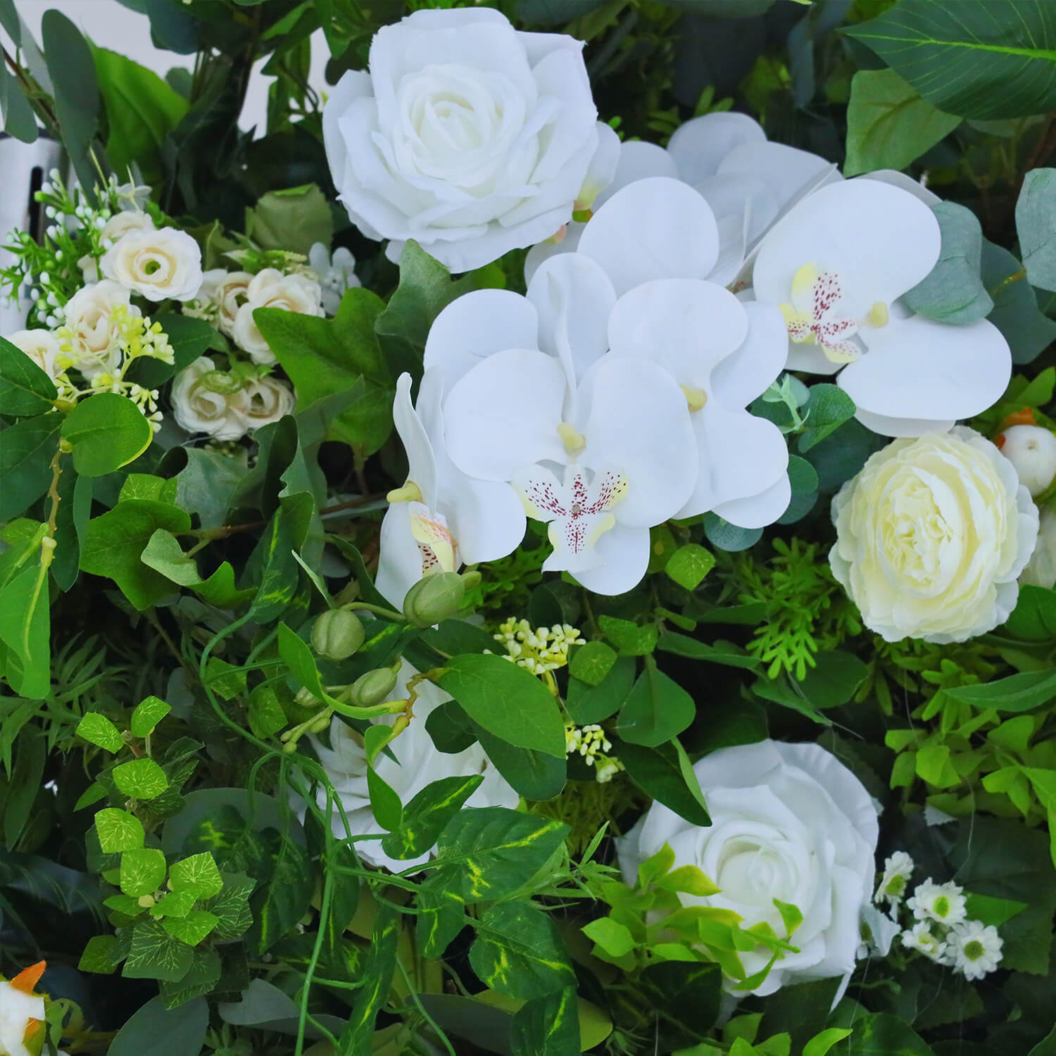 Green White Fabric Artificial Flower Wall Arch Wedding Party Decoration-ubackdrop