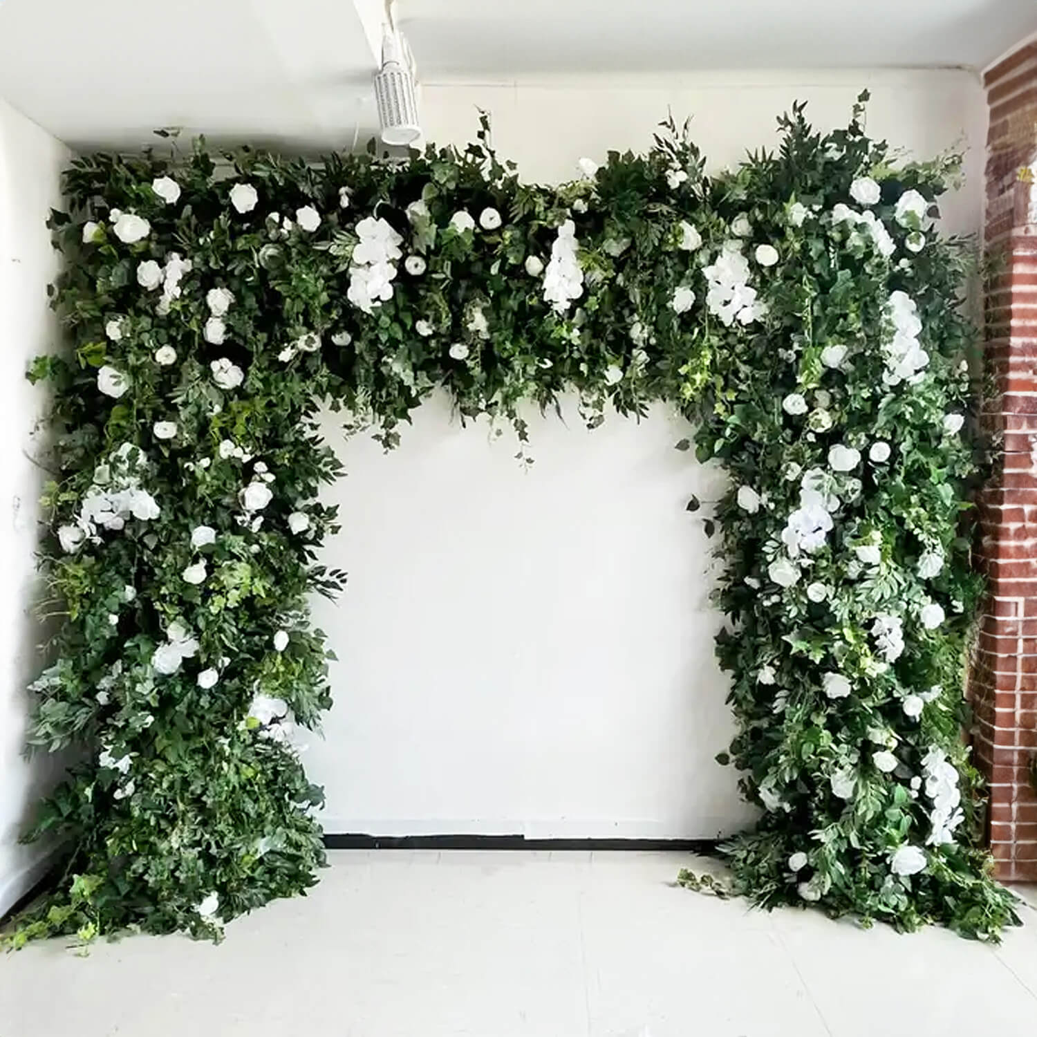 Green White Fabric Artificial Flower Wall Arch Wedding Party Decoration-ubackdrop