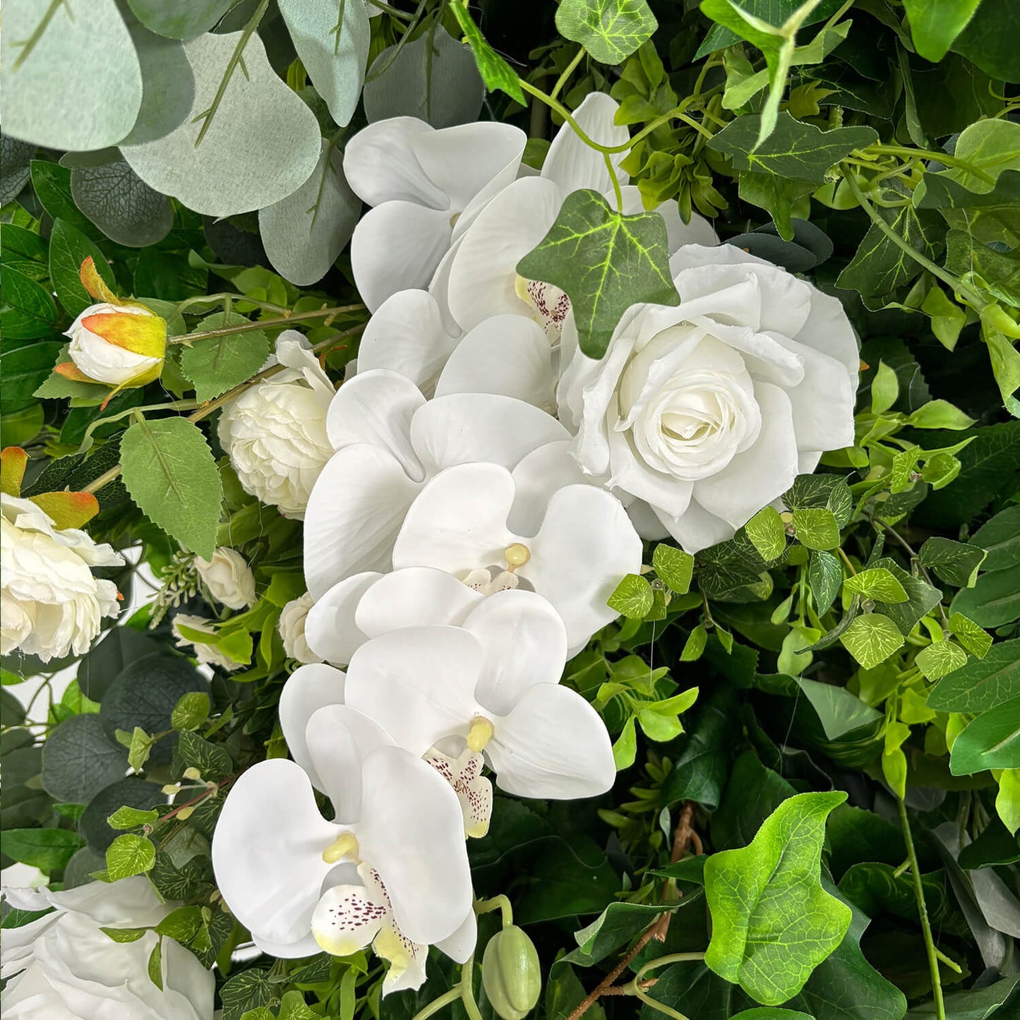 Green White Fabric Artificial Flower Wall Arch Wedding Party Decoration-ubackdrop