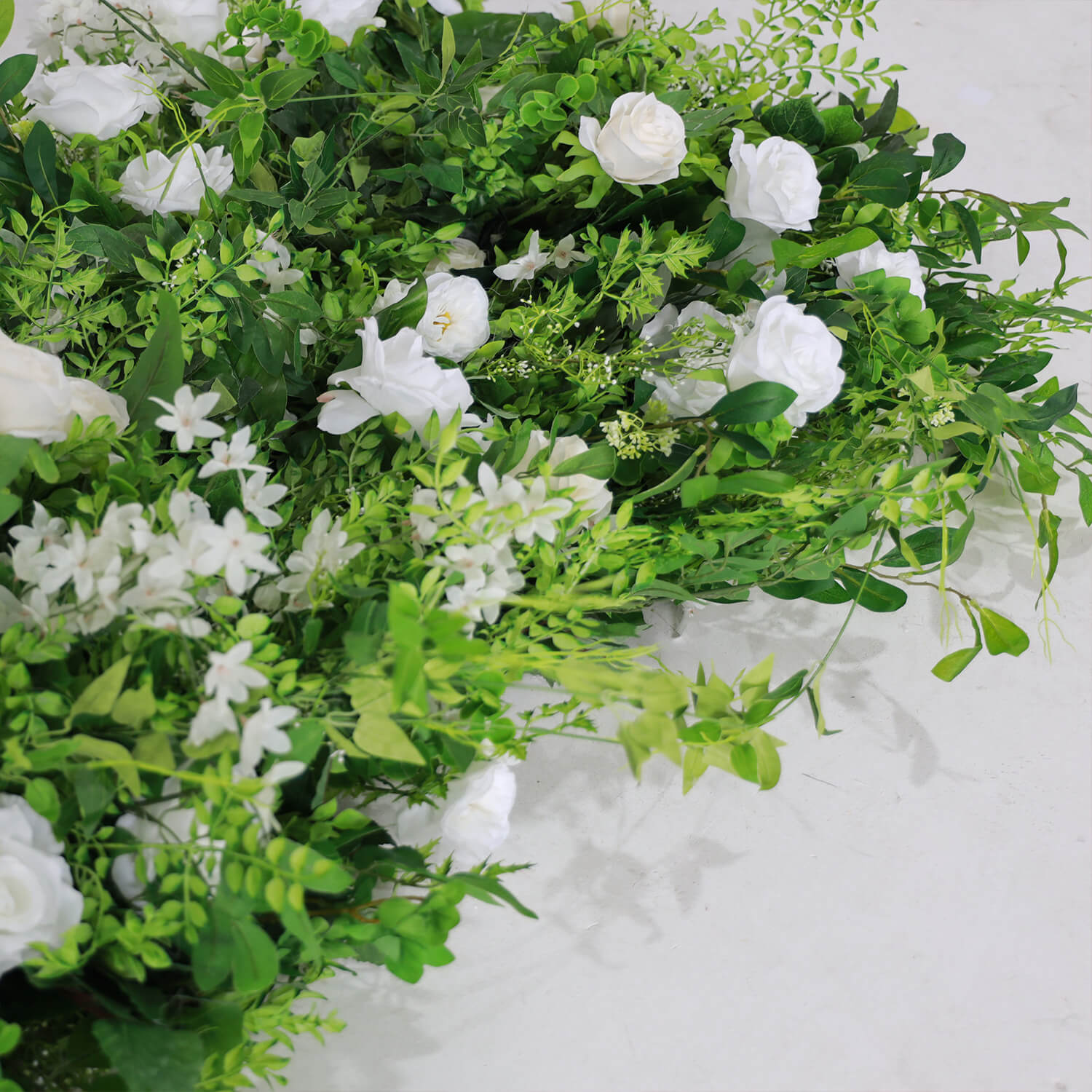 Green White Roses Fabric Artificial Flower Wall Arch Wedding Party Decoration-ubackdrop