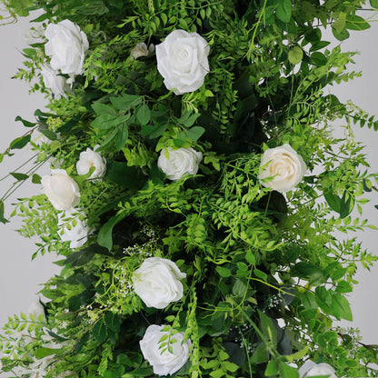 Green White Roses Fabric Artificial Flower Wall Arch Wedding Party Decoration-ubackdrop