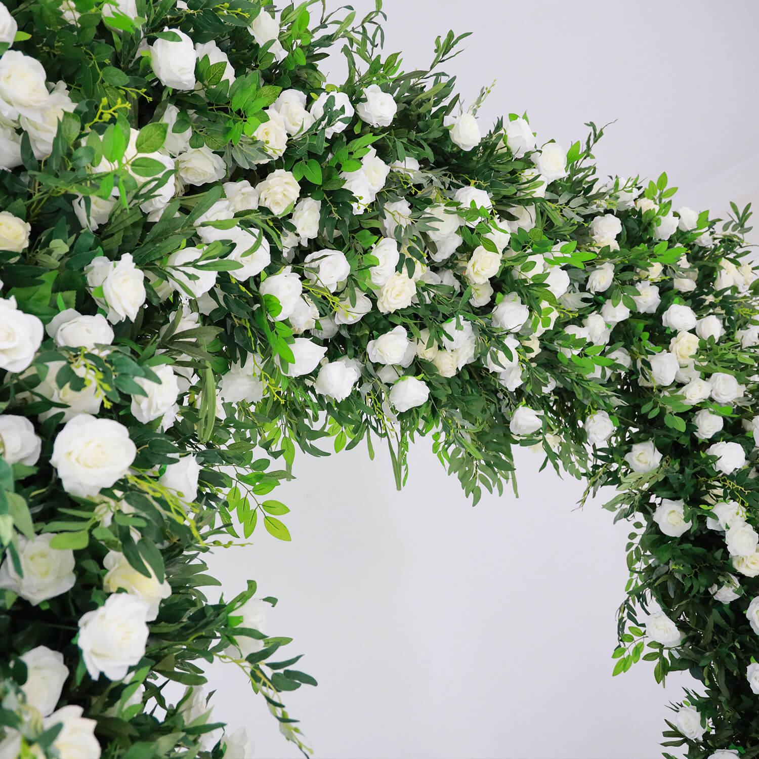 Green and White Fabric Artificial Flower Wall Arch – ubackdrop