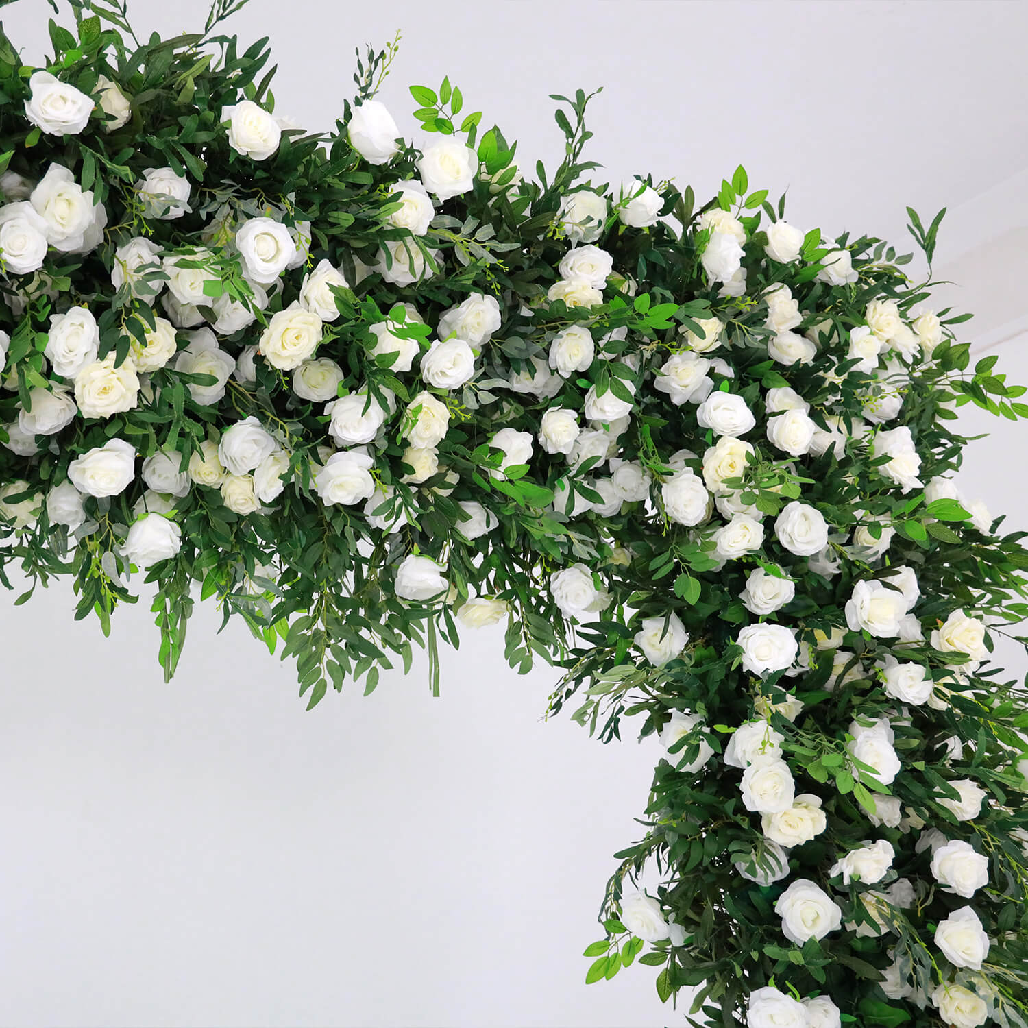Green and White Fabric Artificial Flower Wall Arch Wedding Birthday Party Decoration-ubackdrop