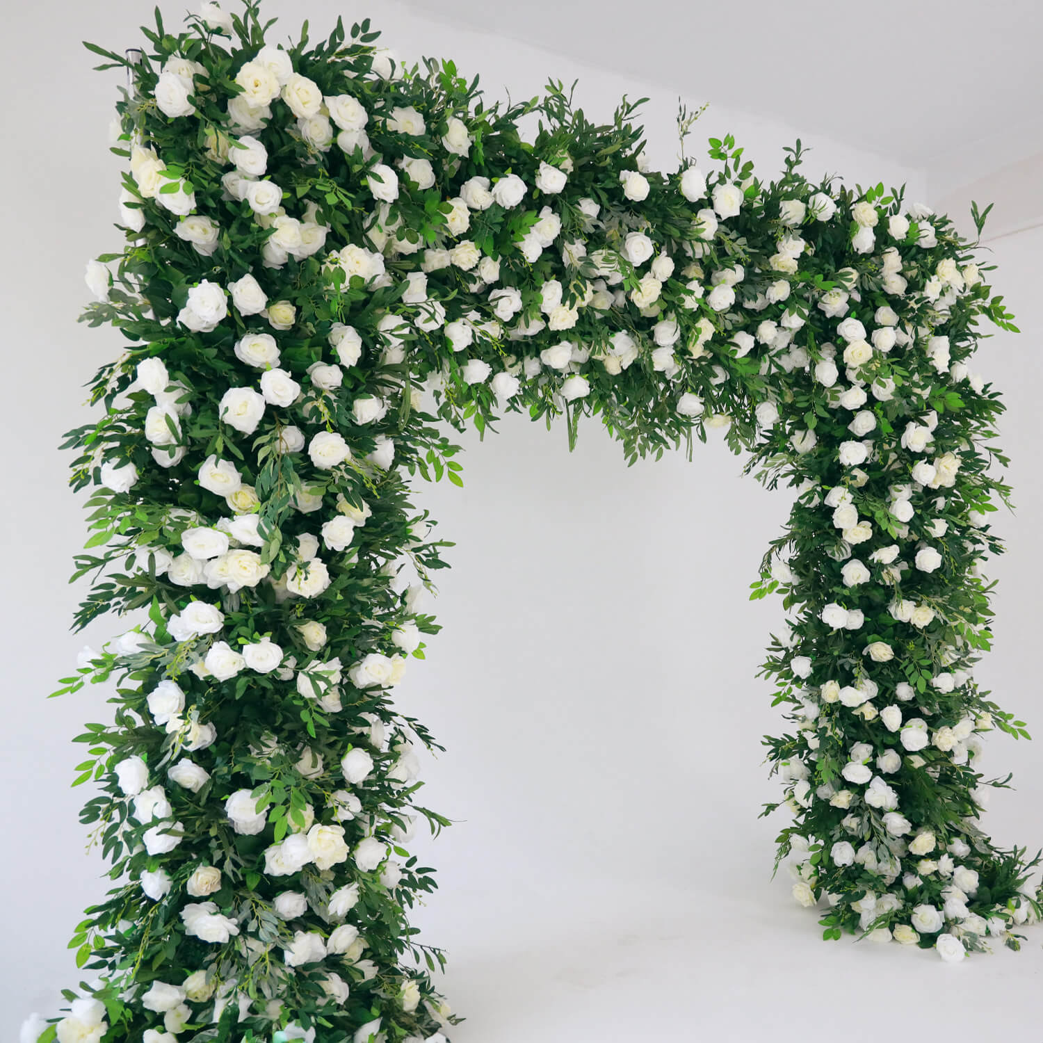 Green and White Fabric Artificial Flower Wall Arch Wedding Birthday Party Decoration-ubackdrop