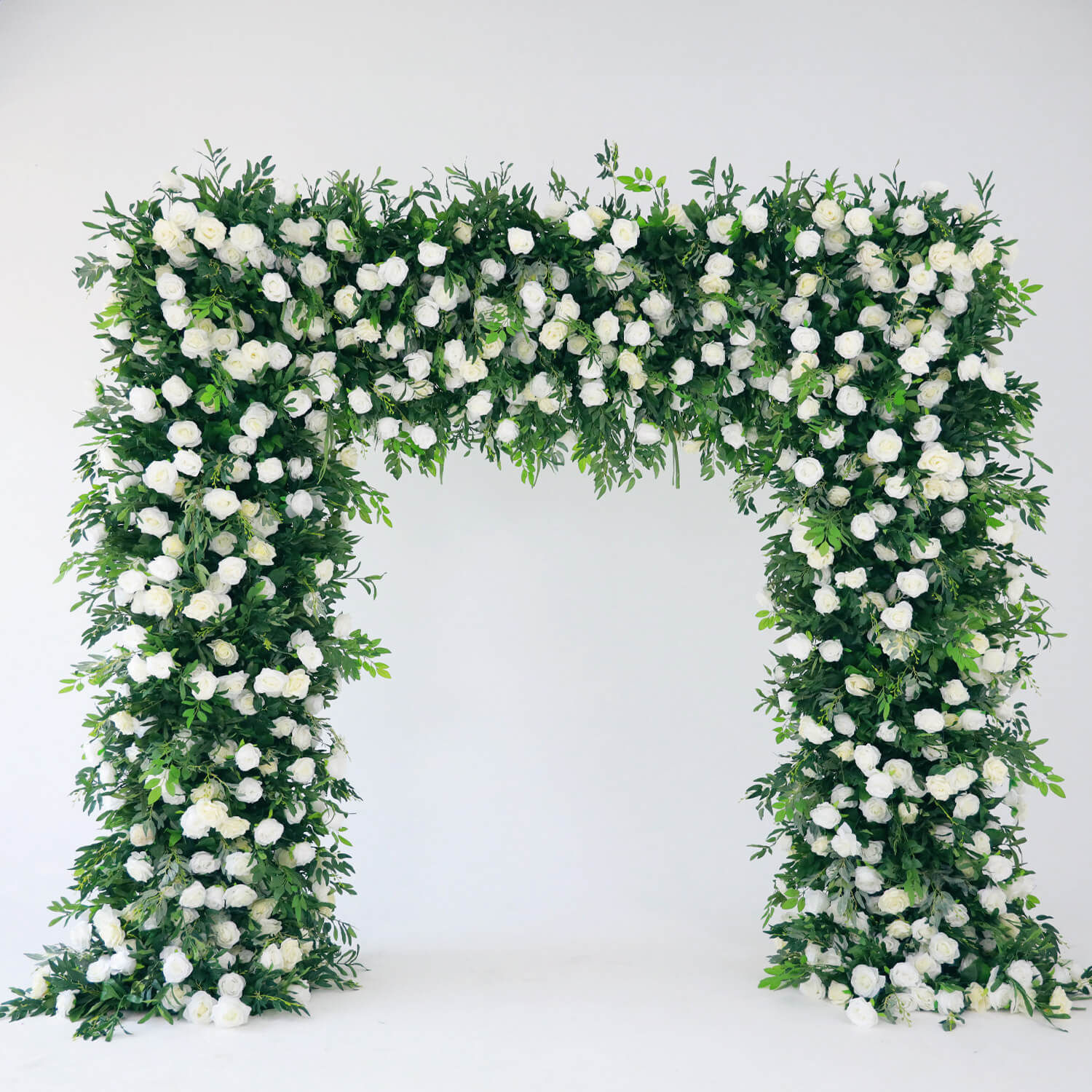 Green and White Fabric Artificial Flower Wall Arch – ubackdrop